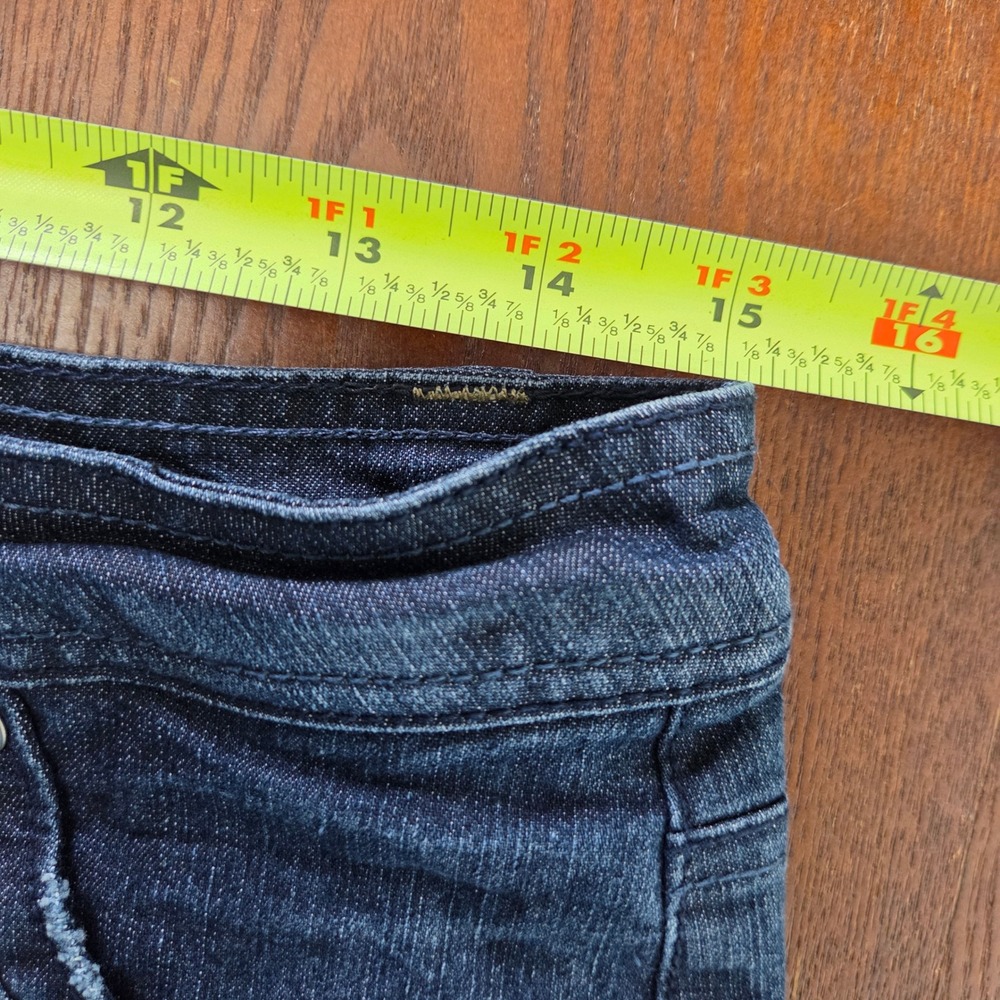 LEI Y2K Low Rise Mini Skirt button pocket Dark Wash Denim Size 7 - Picture 9 of 10